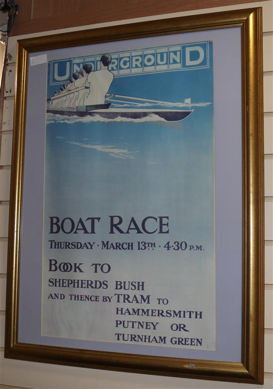 After Edward Seago, signed print, 49 x 65cm. and a reprint of a Boat Race poster